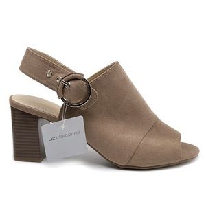 Liz Claiborne Portage Slingback Buckle Dress Sandals Tan Putty Size 9.5